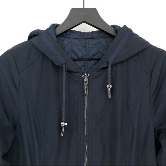 LAUNDRY By Shelli Segal Reversible Quilted Jacket Navy Blue S - Picture 6 of 10